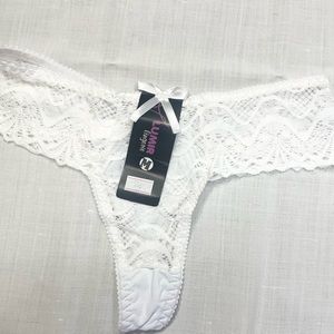 Sexy white lace Brazilian panties.